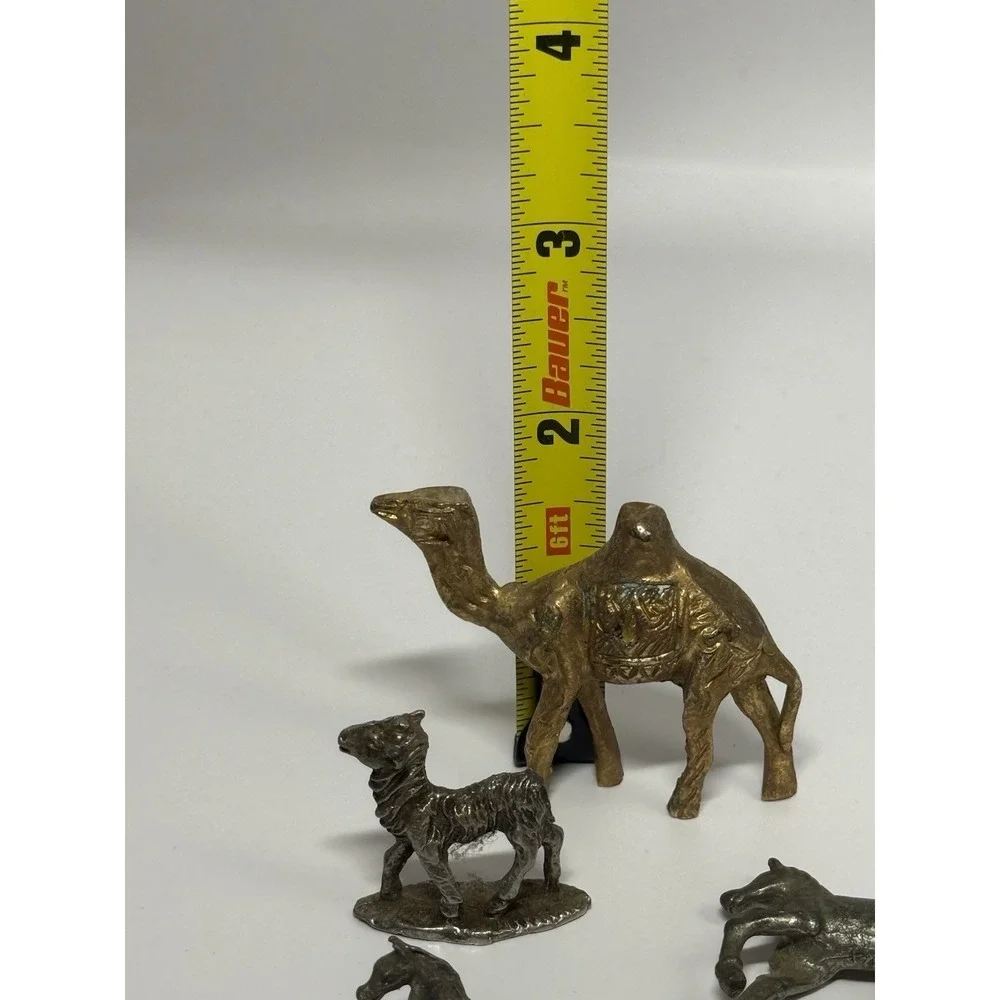 Vintage Brass And Pewter Horse Camel Animal Set Figures Set Of 4